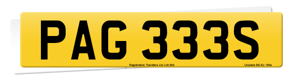 Registration number PAG 333S